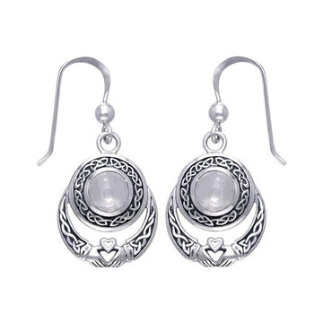Celtic Knotwork Silver Claddagh Earrings TER070 - Jewelry